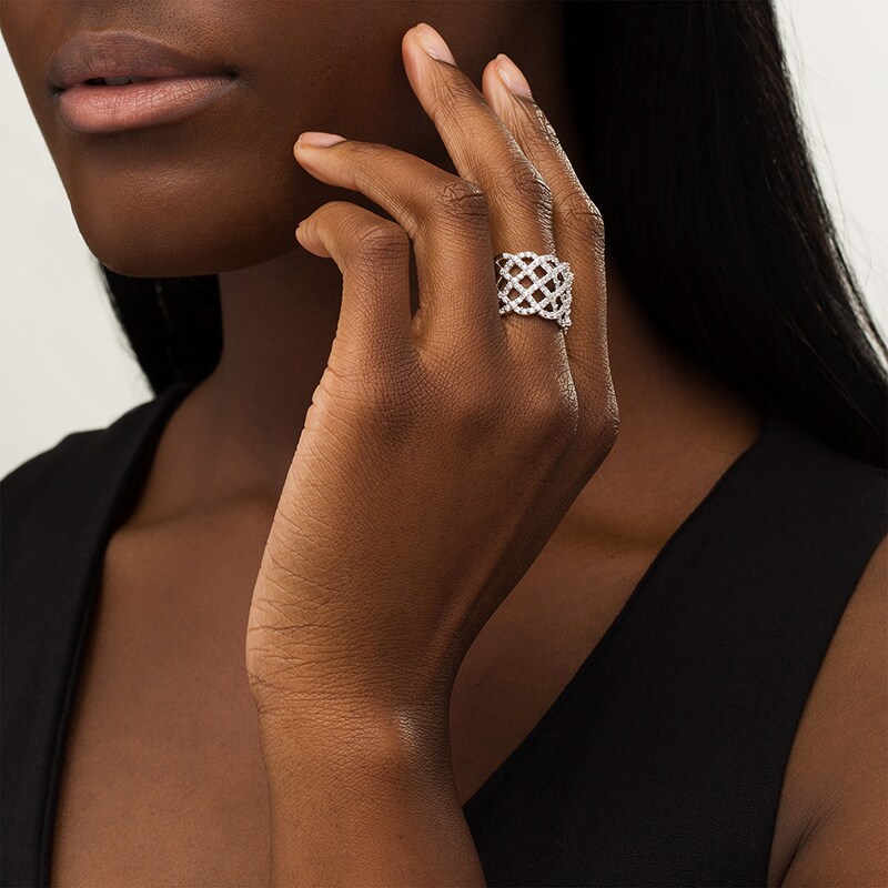 Main Image 2 of Previously Owned - 1 CT. T.W.  Lab-Grown Diamond Lattice Ring in 14K White Gold (F/SI2)