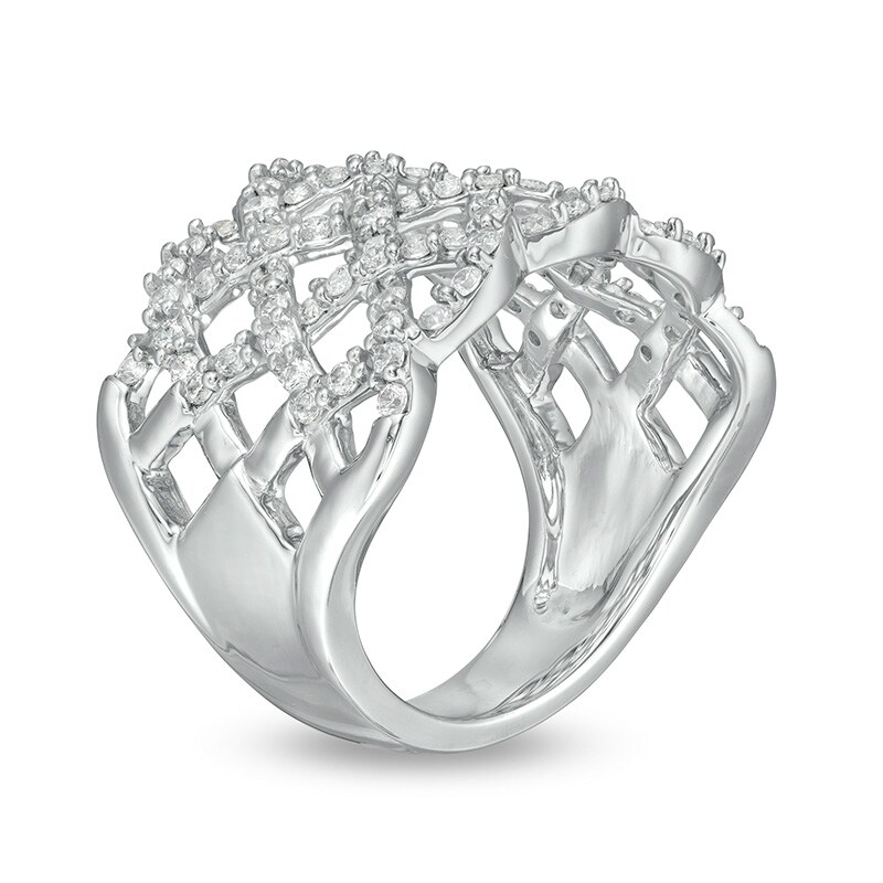 Main Image 3 of Previously Owned - 1 CT. T.W.  Lab-Grown Diamond Lattice Ring in 14K White Gold (F/SI2)