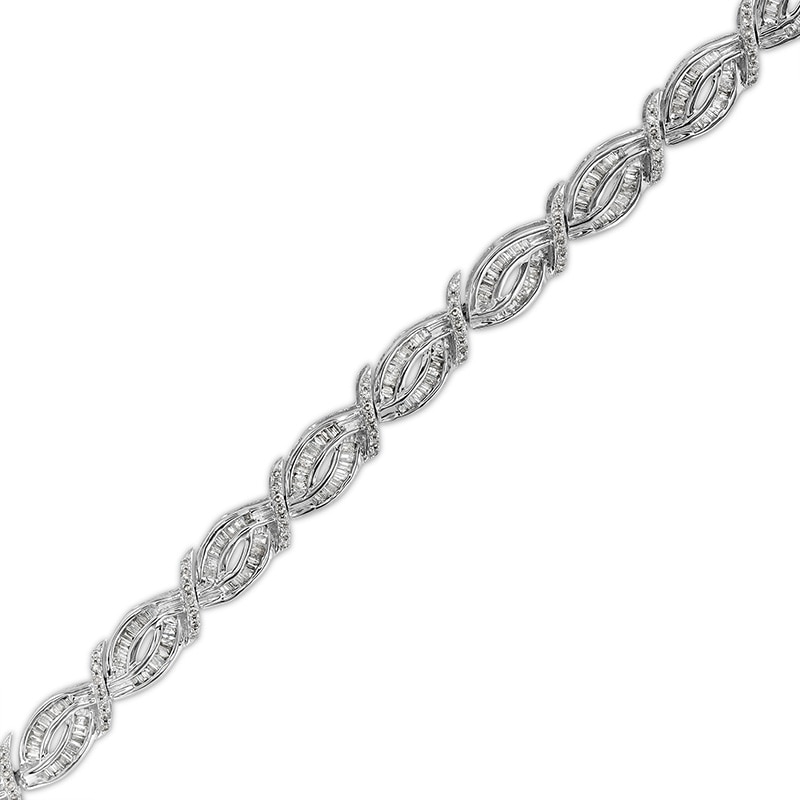 Main Image 1 of Previously Owned - 2 CT. T.W. Diamond Scallop Edge Bracelet in 10K White Gold – 7.25"