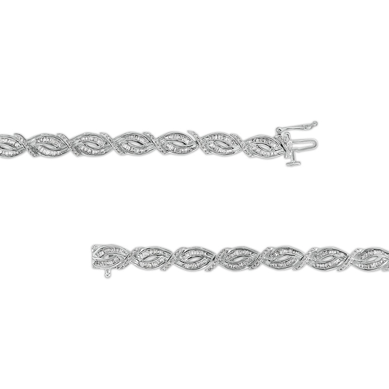 Main Image 3 of Previously Owned - 2 CT. T.W. Diamond Scallop Edge Bracelet in 10K White Gold – 7.25"