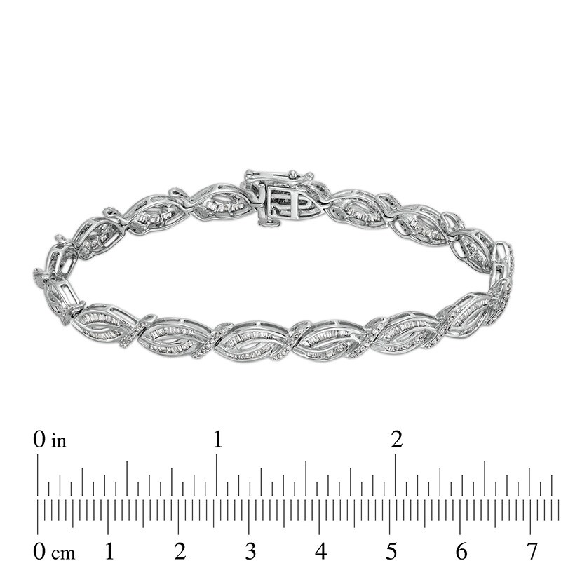 Main Image 4 of Previously Owned - 2 CT. T.W. Diamond Scallop Edge Bracelet in 10K White Gold – 7.25"