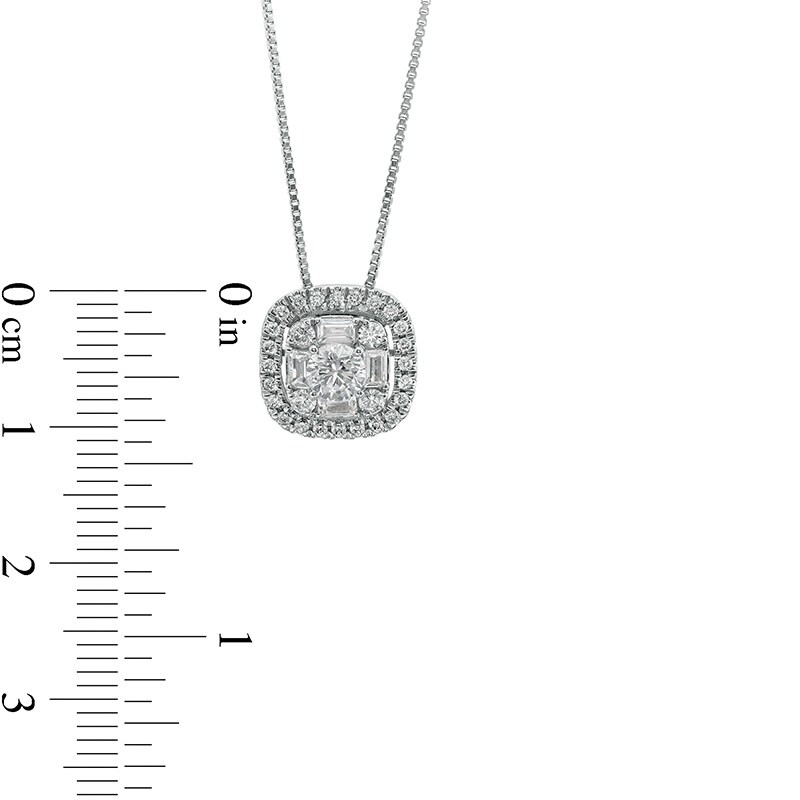 Main Image 4 of Previously Owned - 3/4 CT. T.W.  Lab-Grown Diamond Cushion-Shaped Frame Pendant in 14K White Gold (F/SI2)
