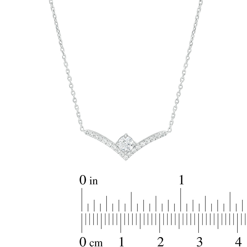 Main Image 4 of Previously Owned - You're the One™ 1/3 CT. T.W.  Lab-Grown Diamond Chevron Necklace in 14K White Gold (F/SI2) – 18.5"