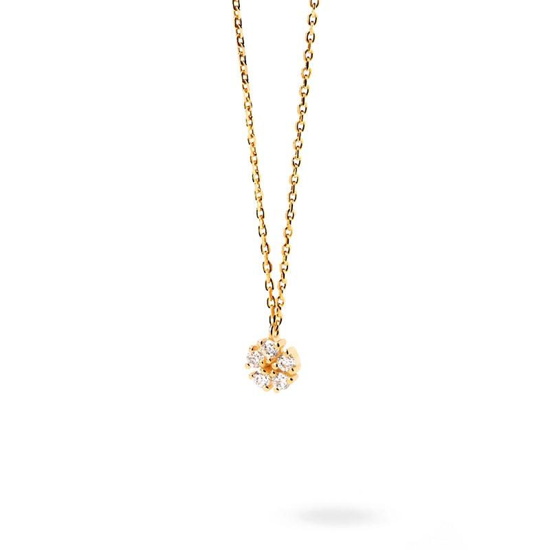 Main Image 1 of Previously Owned - 1/8 CT. T.W. Lab-Grown Diamond Flower Necklace in 14K Gold – 19.5"