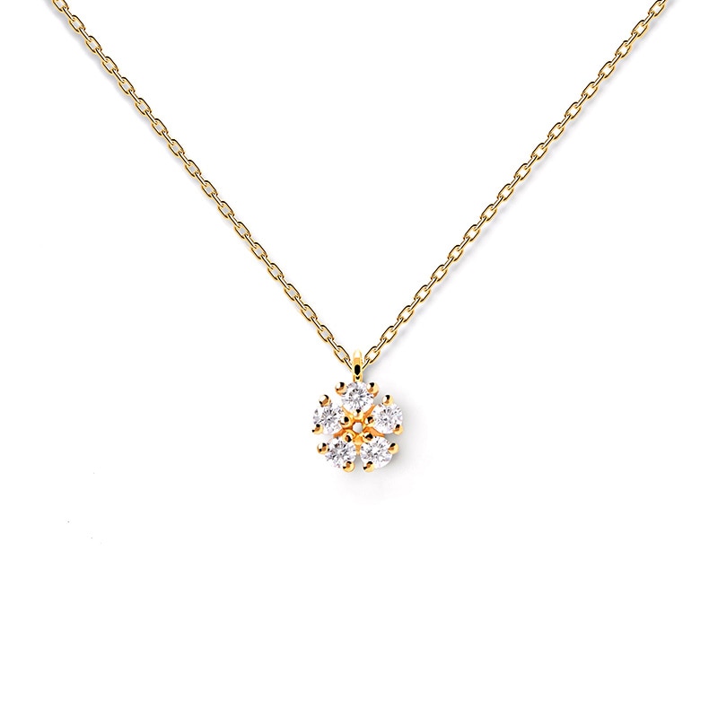 Main Image 3 of Previously Owned - 1/8 CT. T.W. Lab-Grown Diamond Flower Necklace in 14K Gold – 19.5"