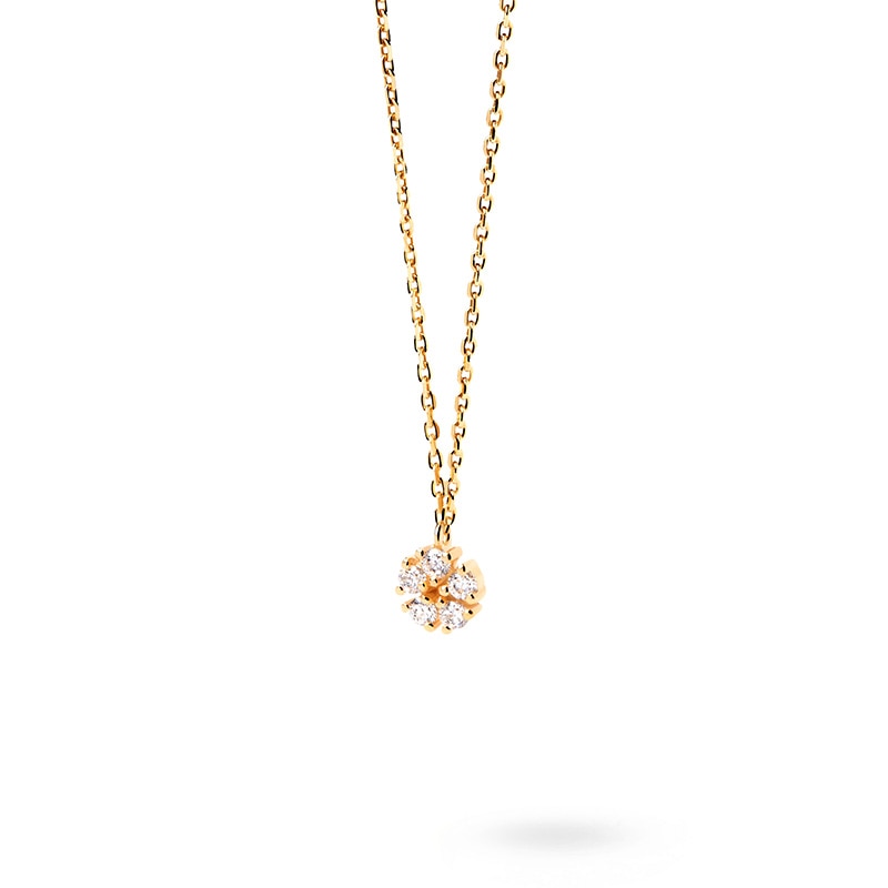 Main Image 4 of Previously Owned - 1/8 CT. T.W. Lab-Grown Diamond Flower Necklace in 14K Gold – 19.5"