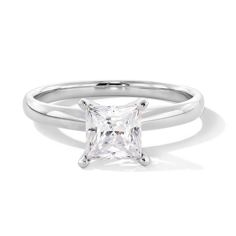 Main Image 1 of Previously Owned - 1 CT. Princess-Cut Lab-Grown Diamond Solitaire Engagement Ring in 14K White Gold (F/VS2)