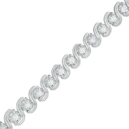 Previously Owned - 2 CT. T.W. Diamond "S" Bracelet in 10K White Gold - 7.5"