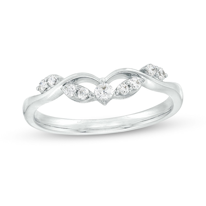Main Image 1 of Previously Owned - 1/6 CT. T.W. Diamond Twist Contour Anniversary Band in 10K White Gold
