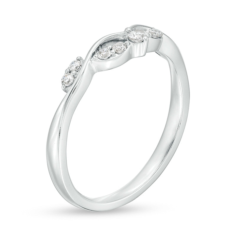 Main Image 3 of Previously Owned - 1/6 CT. T.W. Diamond Twist Contour Anniversary Band in 10K White Gold