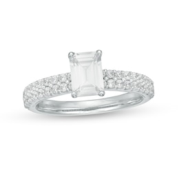 Previously Owned - 1-1/4 CT. T.W. Emerald-Cut Lab-Grown Diamond Engagement Ring in 14K White Gold (F/VS2)