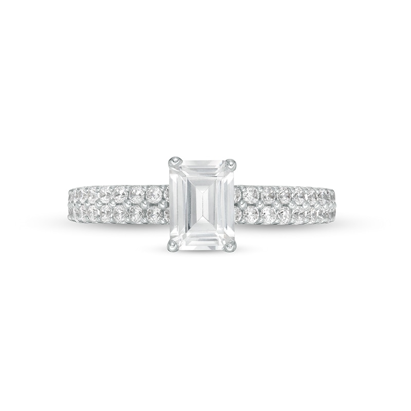 Main Image 4 of Previously Owned - 1-1/4 CT. T.W. Emerald-Cut Lab-Grown Diamond Engagement Ring in 14K White Gold (F/VS2)