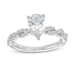 Previously Owned - 2 CT. T.W. Lab-Grown Pear-Shaped Diamond Twist Shank Engagement Ring in 14K White Gold (F/VS2)