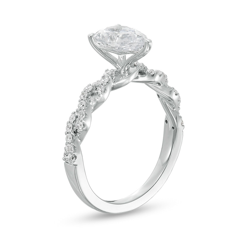Main Image 3 of Previously Owned - 2 CT. T.W. Lab-Grown Pear-Shaped Diamond Twist Shank Engagement Ring in 14K White Gold (F/VS2)