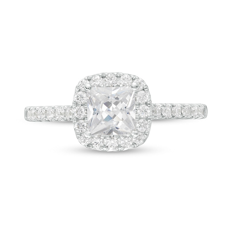 Main Image 3 of Previously Owned - 1-1/3 CT. T.W. Princess-Cut Lab-Grown Diamond Frame Engagement Ring in 14K White Gold (F/VS2)
