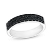Thumbnail Image 1 of Previously Owned - Vera Wang Men 1 CT. T.W. Black Diamond Double Row Band in Sterling Silver