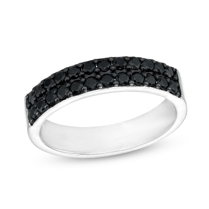 Main Image 1 of Previously Owned - Vera Wang Men 1 CT. T.W. Black Diamond Double Row Band in Sterling Silver