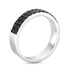 Thumbnail Image 3 of Previously Owned - Vera Wang Men 1 CT. T.W. Black Diamond Double Row Band in Sterling Silver