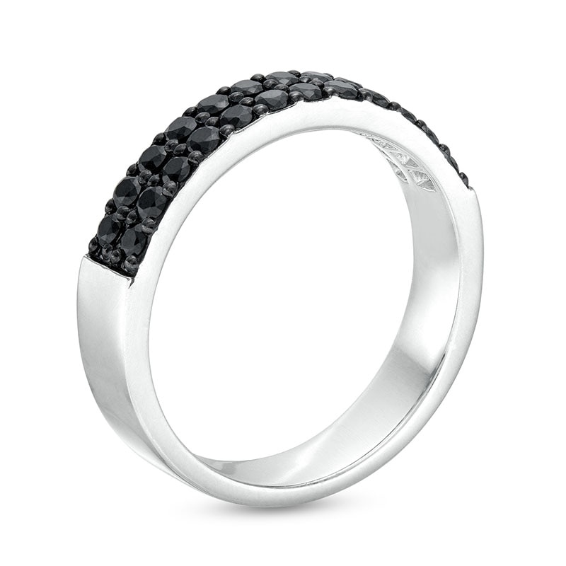 Main Image 3 of Previously Owned - Vera Wang Men 1 CT. T.W. Black Diamond Double Row Band in Sterling Silver