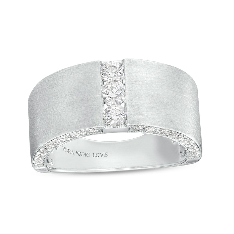 Main Image 1 of Previously Owned - Vera Wang Men's 3/4 CT. T.W. Lab-Grown Diamond Wedding Band in 14K White Gold