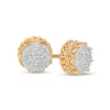 Thumbnail Image 1 of Previously Owned - 1/4 CT. T.W. Multi-Diamond Cuban Link Outer Edge Stud Earrings in 10K Gold