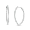 Thumbnail Image 1 of Previously Owned - 3 CT. T.W. Lab-Grown Diamond Pointed Hoop Earrings in 10K White Gold (F/SI2)