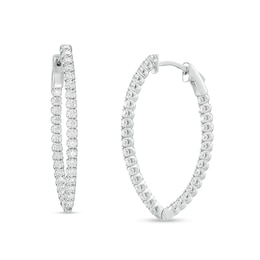 Previously Owned - 3 CT. T.W. Lab-Grown Diamond Pointed Hoop Earrings in 10K White Gold (F/SI2)