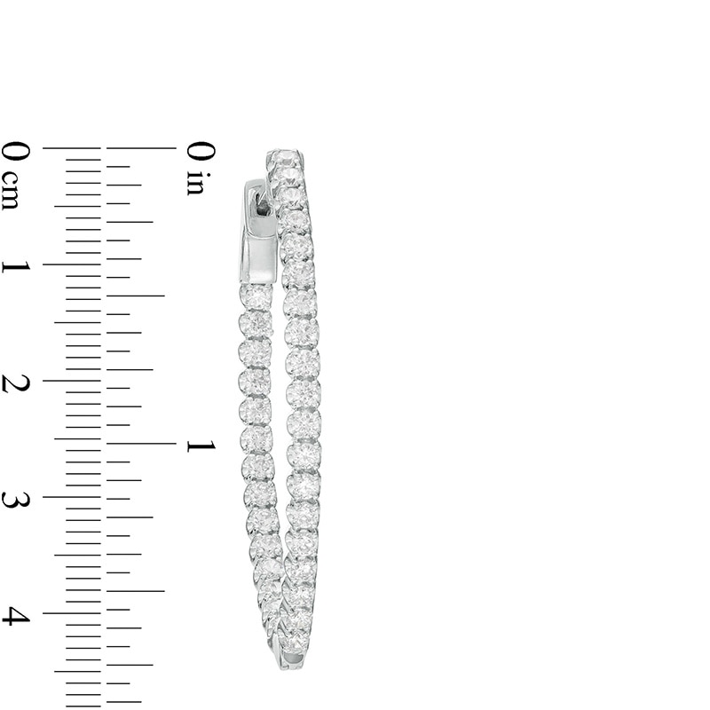 Main Image 3 of Previously Owned - 3 CT. T.W. Lab-Grown Diamond Pointed Hoop Earrings in 10K White Gold (F/SI2)