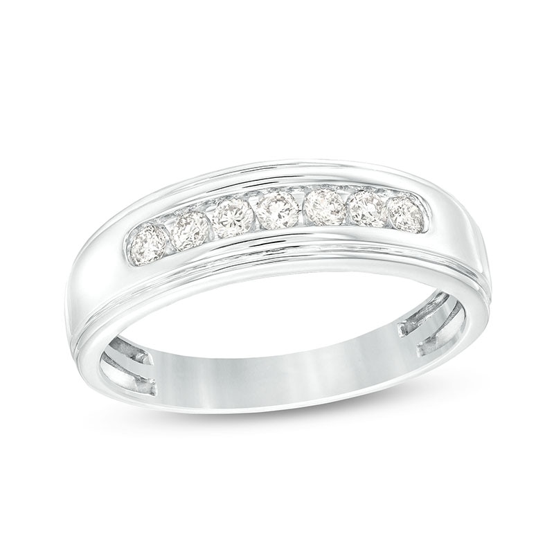 Main Image 1 of Previously Owned - 1/3 CT. T.W. Diamond Seven Stone Wedding Band in 10K White Gold