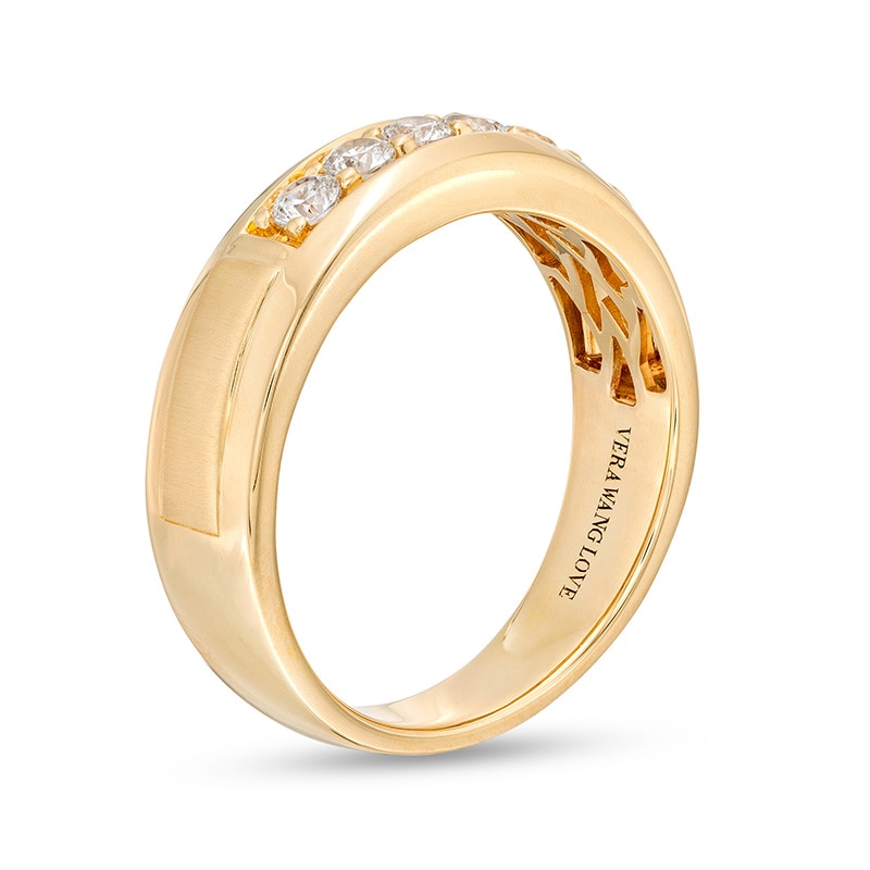 Main Image 3 of Previously Owned - Vera Wang Men's 3/8 CT. T.W. Diamond Five Stone Wedding Band in 14K Gold