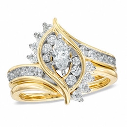 Previously Owned - 1 CT. T.W. Marquise Diamond Bypass Bridal Set in 14K Gold