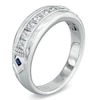 Thumbnail Image 2 of Previously Owned - Vera Wang Men's 3/4 CT. T.W. Diamond and Blue Sapphire Wedding Band in 14K White Gold