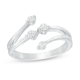 Previously Owned - 1/4 CT. T.W. Diamond Four Stone Bypass Ring in 10K White Gold