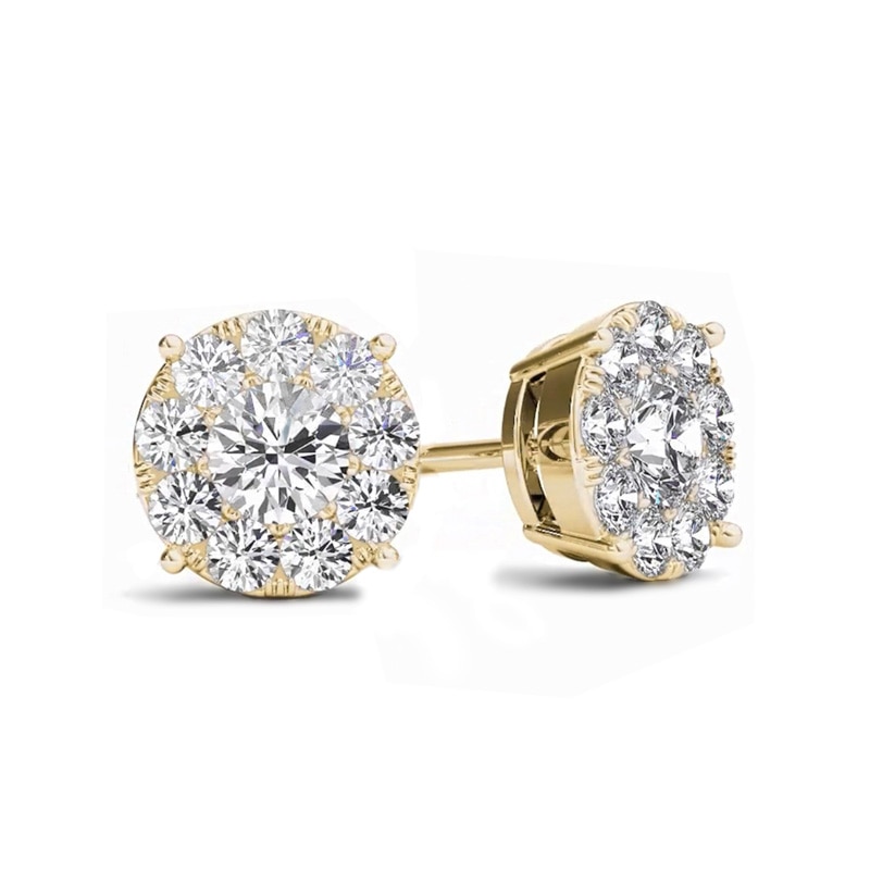 Main Image 1 of Previously Owned - 1-1/5 CT. T.W. Diamond Frame Stud Earrings in 10K Gold