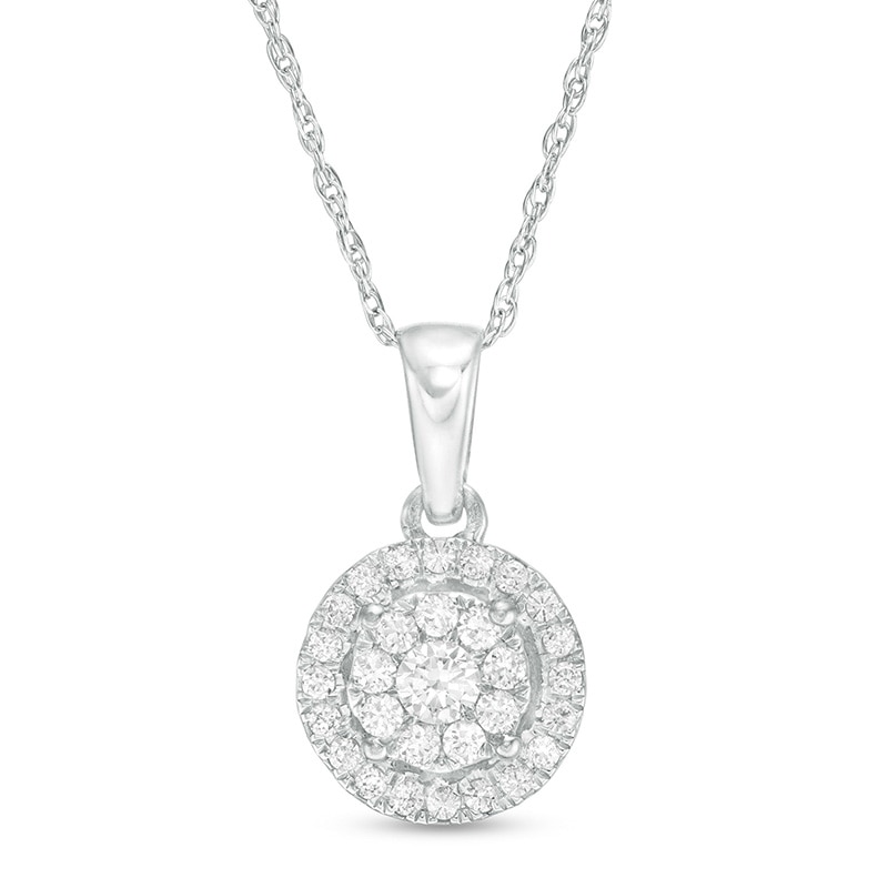 Main Image 1 of Previously Owned - 1/4 CT. T.W. Diamond Double Frame Pendant in 10K White Gold