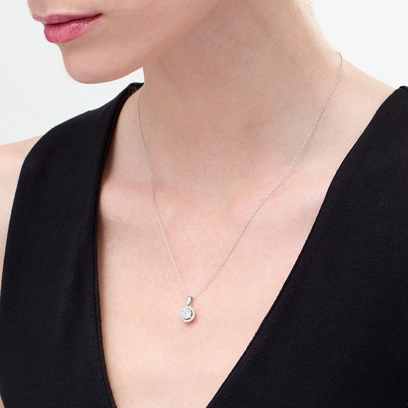Main Image 2 of Previously Owned - 1/4 CT. T.W. Diamond Double Frame Pendant in 10K White Gold
