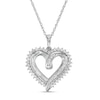 Thumbnail Image 1 of Previously Owned - 3/4 CT. T.W. Baguette and Round Diamond Double Row Heart Pendant in Sterling Silver