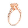 Thumbnail Image 2 of Previously Owned - Morganite and 1/3 CT. T.W. Diamond Braid Engagement Ring in 14K Rose Gold