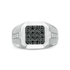Thumbnail Image 1 of Previously Owned - 1 CT. T.W. Octagonal Black and White Diamond Stepped Edge Ring in Sterling Silver