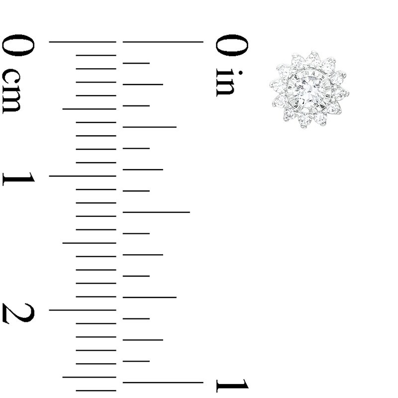 Main Image 3 of Previously Owned - 1/4 CT. T.W. Diamond Frame Sunburst Stud Earrings in 10K White Gold