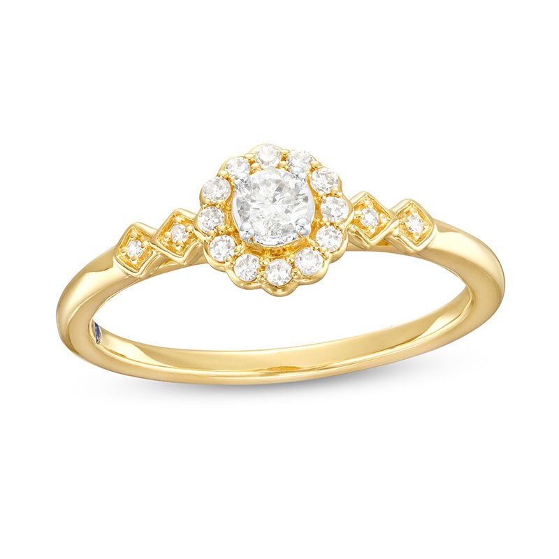 Main Image 1 of Previously Owned - 1/5 CT. T.W. Diamond Flower Frame Geometric Sides Promise Ring in 10K Gold