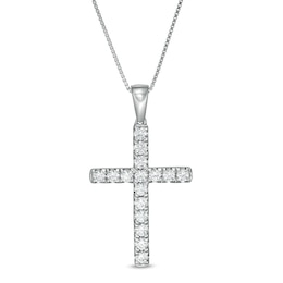 Previously Owned - 1/2 CT. T.W. Lab-Grown Diamond Cross Pendant in 14K White Gold (F/SI2)