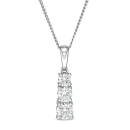 Previously Owned - 1/2 CT. T.W. Lab-Grown Diamond Graduated Three Stone Pendant in 14K White Gold (F/SI2)