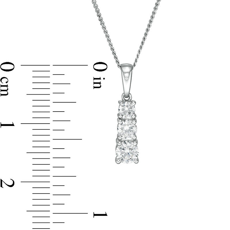 Main Image 3 of Previously Owned - 1/2 CT. T.W. Lab-Grown Diamond Graduated Three Stone Pendant in 14K White Gold (F/SI2)