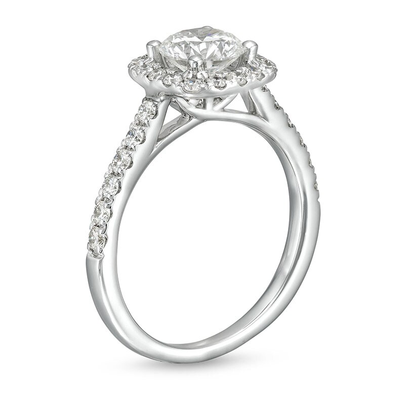 Main Image 3 of Previously Owned - 1-1/2 CT. T.W. Lab-Grown Diamond Cushion Frame Engagement Ring in 10K White Gold (F/SI2)