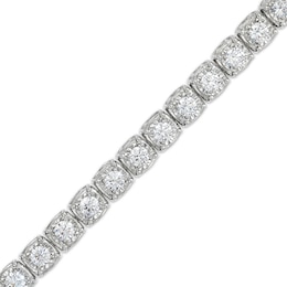 Previously Owned - 10 CT. T.W. Lab-Grown Diamond Cushion Tennis-Style Bracelet in 10K White Gold (I/I1)