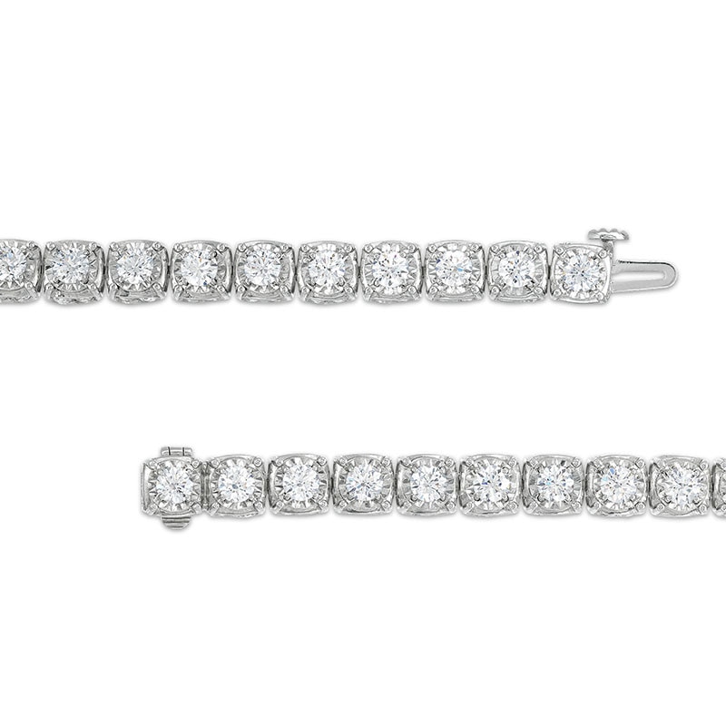 Main Image 3 of Previously Owned - 10 CT. T.W. Lab-Grown Diamond Cushion Tennis-Style Bracelet in 10K White Gold (I/I1)