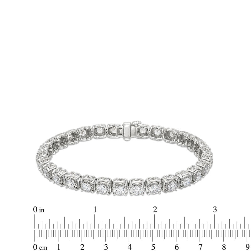 Main Image 4 of Previously Owned - 10 CT. T.W. Lab-Grown Diamond Cushion Tennis-Style Bracelet in 10K White Gold (I/I1)