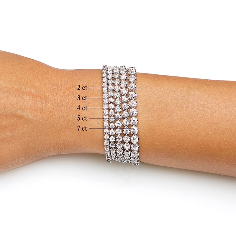 Main Image 5 of Previously Owned - 10 CT. T.W. Lab-Grown Diamond Cushion Tennis-Style Bracelet in 10K White Gold (I/I1)