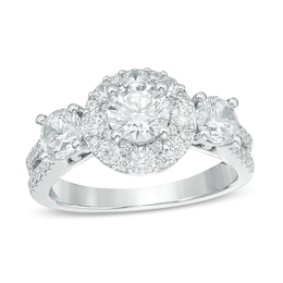 Previously Owned - Love's Destiny by Peoples 2 CT. T.W.  Diamond Three Stone Engagement Ring in 14K White Gold (I/I1)